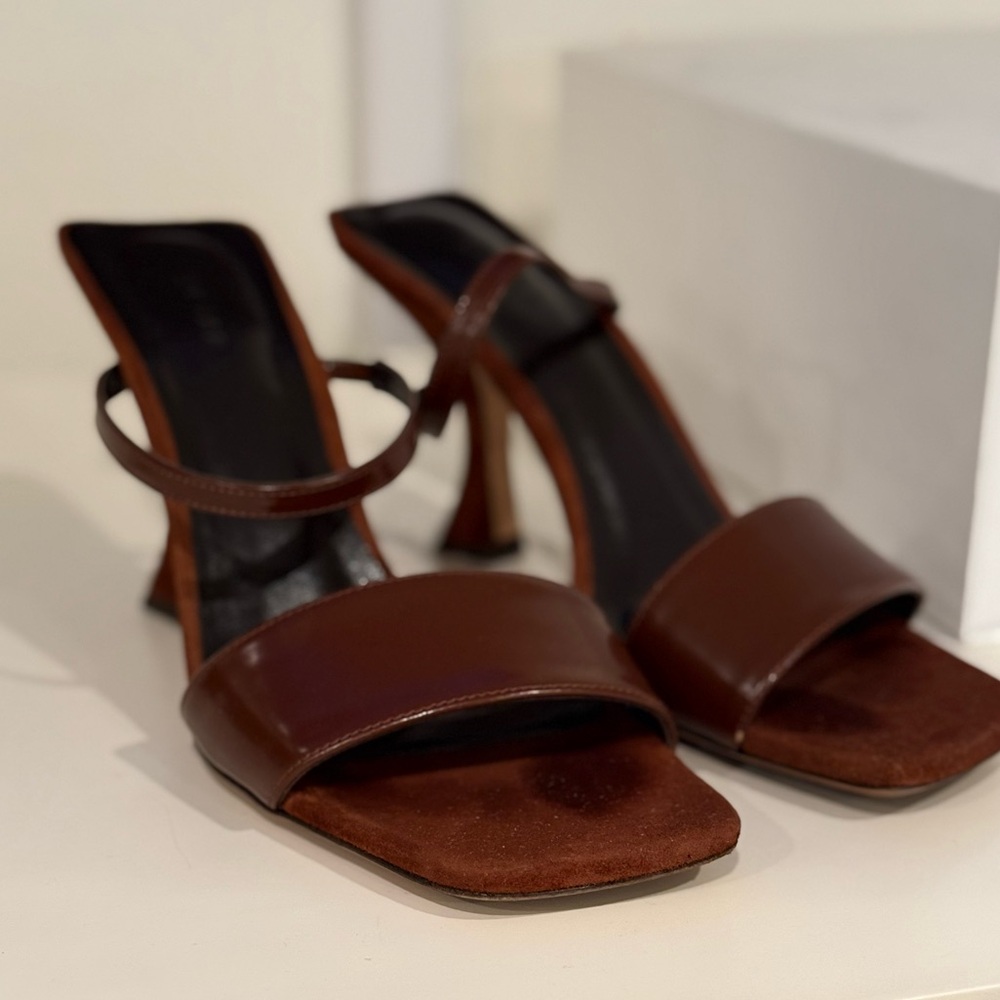 By Far, suede and patent leather sandal with leather sole. 
Size 39
